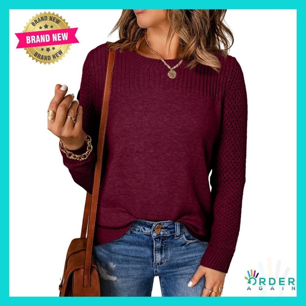 Cable Knit Oversized Crochet Sweater Lightweight Casual Chic Pullover